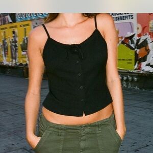Brandy Melville Black Buttoned Tank